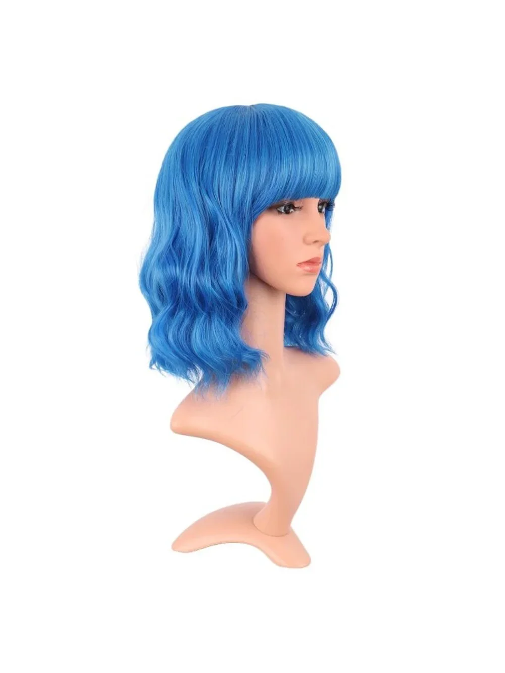 Women's Light Blue 14 Inch Fresh Bright Synthetic Ordinary Short Wavy Curly Wigs